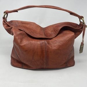 FRYE Campus Hobo Leather Shoulder Bag with Fold Over Flap